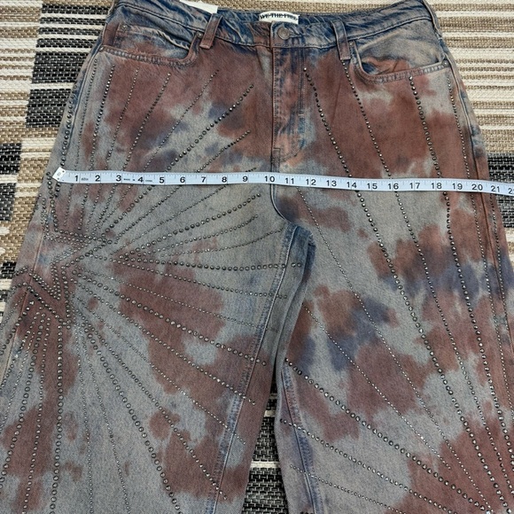 Free People We the Free Aurora Mid Rise Embellished Flare Jeans Size 30 - Picture 11 of 16